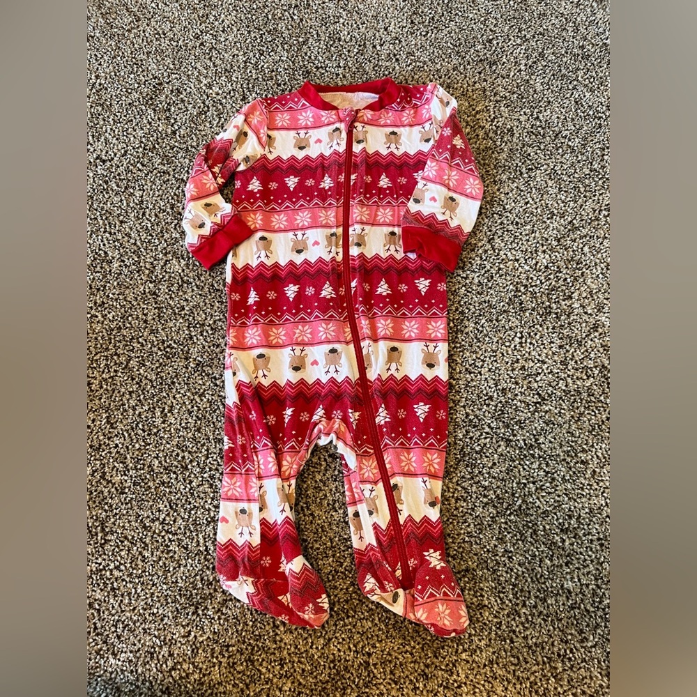 Red and White Christmas Bamboo Kids One Piece Pajama